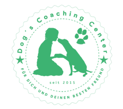 Mensch und Hund kommunizieren, im Rahmen die Firmenbezeichnung Dog´s CC