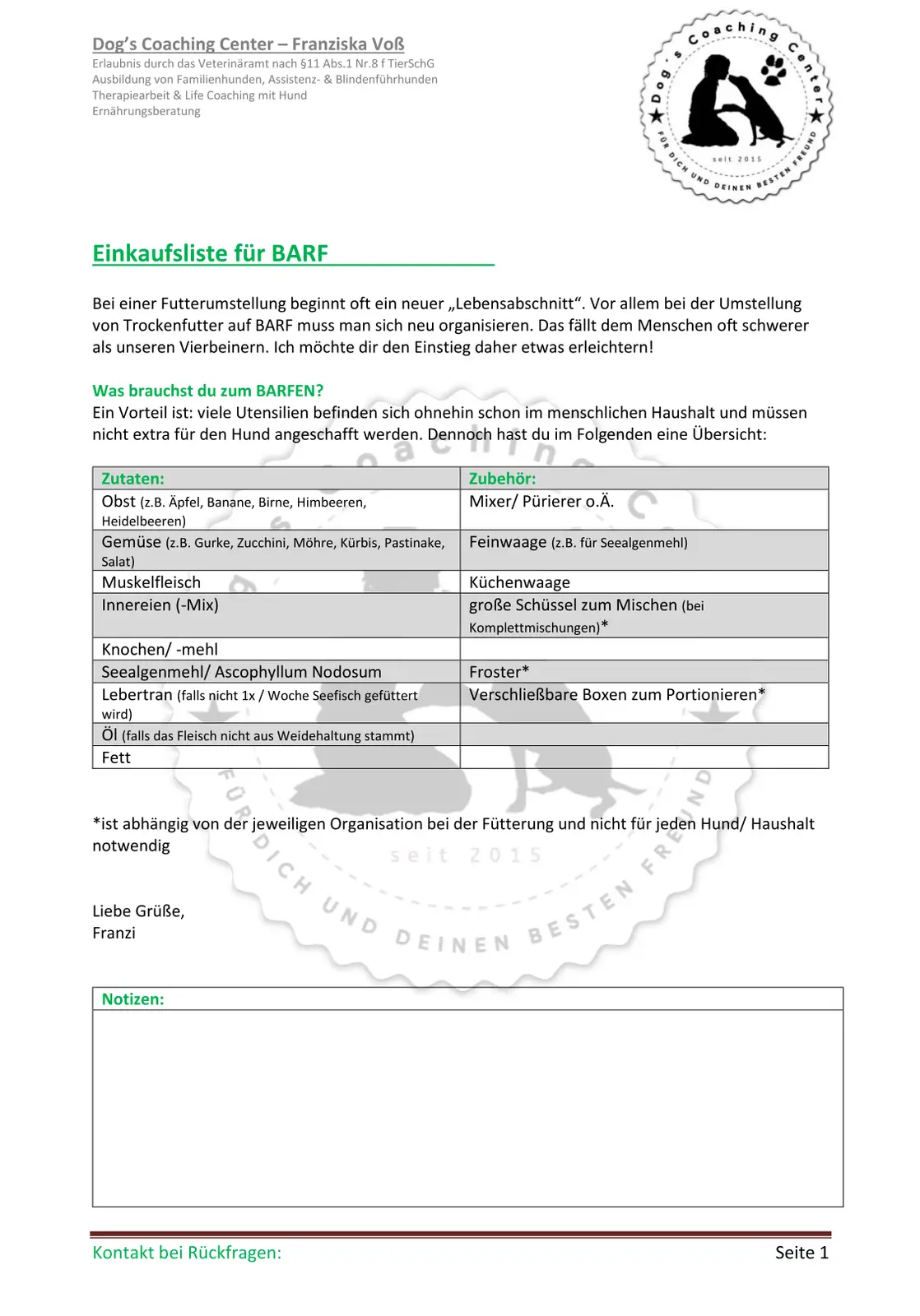 20.06.2022: Blogartikel "Einkaufsliste BARF" als PDF zum Download